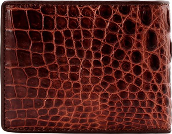 Ví Nam Da Cá Sấu Gai Lưng Huy Hoàng HT2211 (12.5 x 10 cm) - Nâu Đỏ