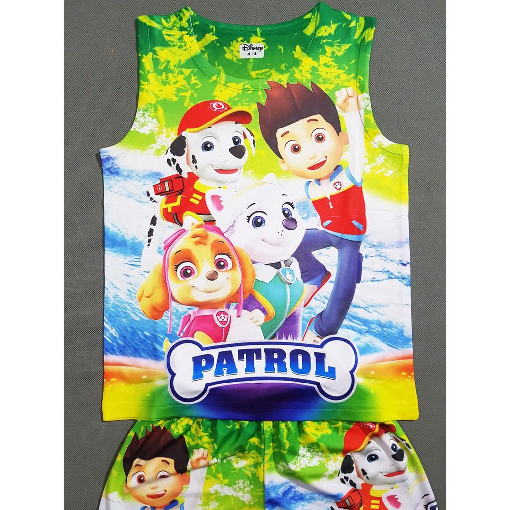 Bộ thun cotton lạnh mát rượi in hoạt hình Paw patrol biệt đội cứu hộ