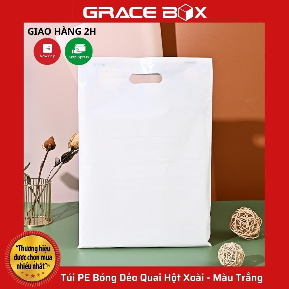 Túi PE Bóng Dẻo Màu Trắng - Quai Hột Xoài Đựng Phụ Kiện, Quần Áo