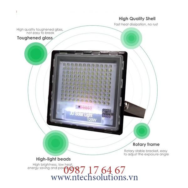 Đèn Pha Chống Lóa Cao Cấp Năng Lượng Mặt Trời Jindian JD-770 Công Suất 70W -Khung Nhôm