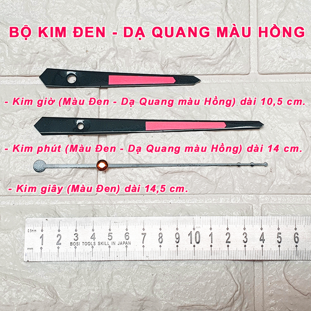 Máy Đồng Hồ Treo Tường Kim Trôi Eastar Độ Chính Xác Cao – Bộ Kim Đao thân Kim màu Đen có Dạ Quang màu Hồng – Kèm theo Pin Maxell