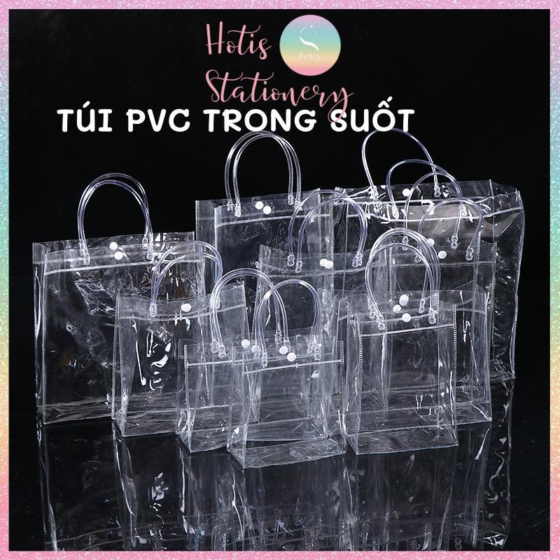 Túi nhựa PVC trong suốt quai trong, túi đựng quà tặng, phụ kiện, mỹ phẩm - Nhiều size