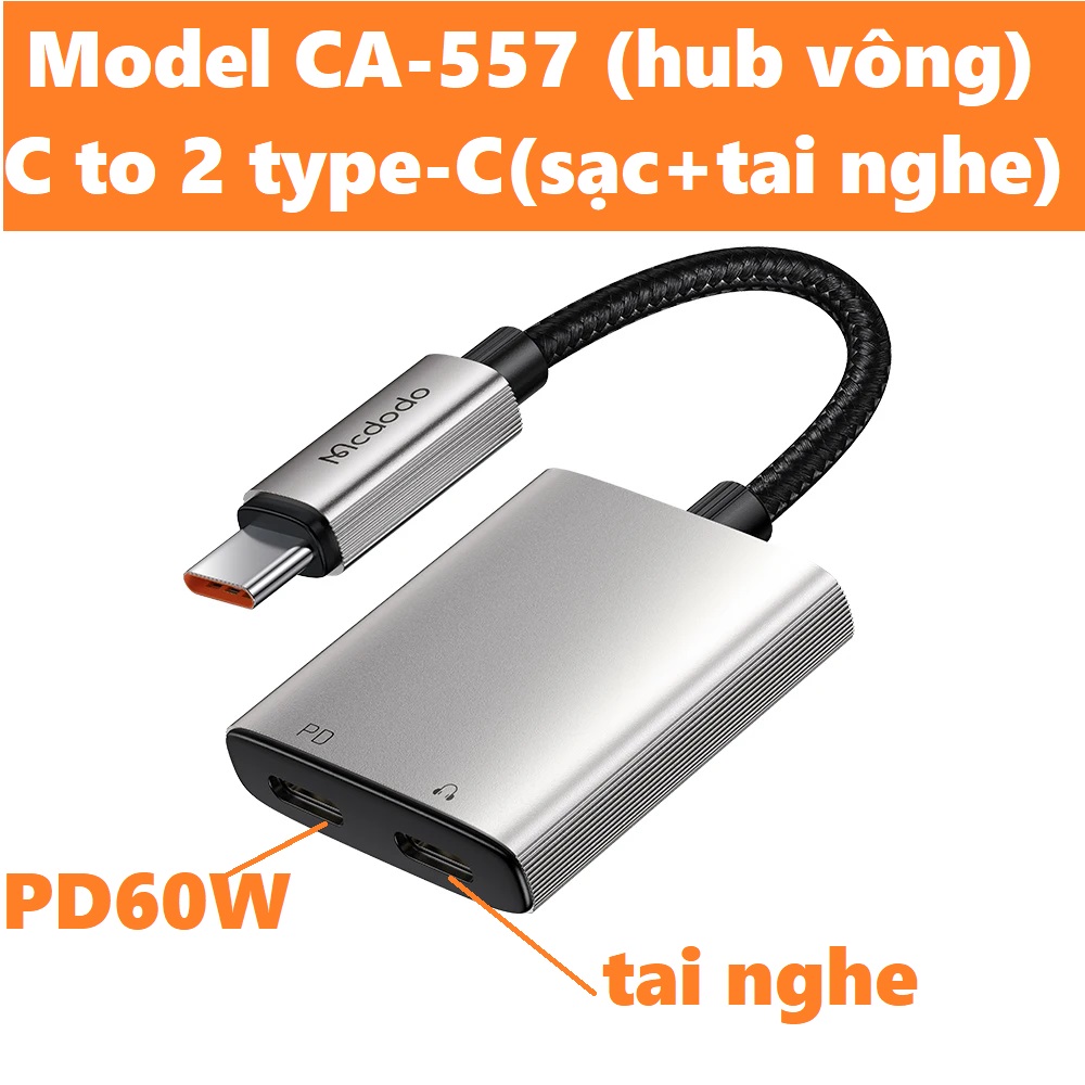 Type C adapter Đầu chuyển cổng C điện thoại máy tính bảng ra sạc và tai nghe Mcdodo CA052 CA050 CA0940 _ Hàng chính hãng