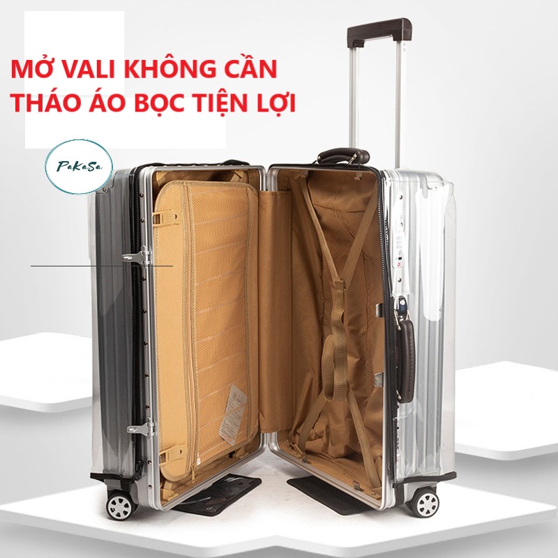 Áo bọc vali trong suốt, nhiều size- CHỌN SIZE- Bao trùm vali chống trầy xước đủ cỡ 18- 20-22-24-26-28-30 inch -Hàng chính hãng