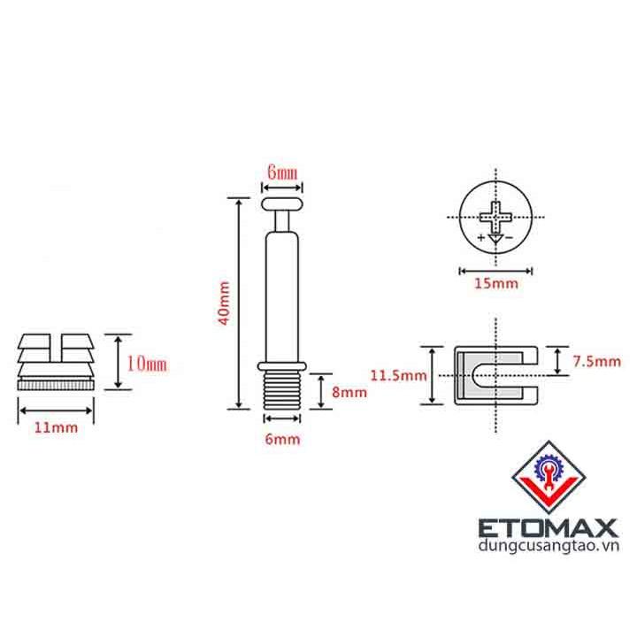 Bộ 50 chốt liên kết ốc cam