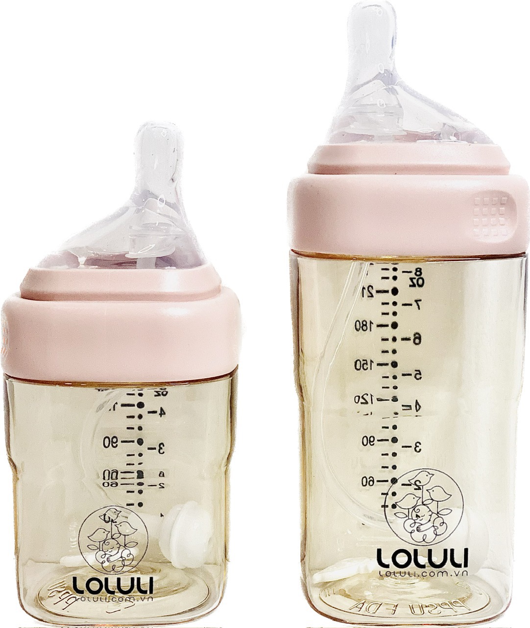 [KHÔNG BAO GỒM TAY CẦM VÀ TY ỐNG HÚT) Bình sữa Loluli PPSU cổ vuông cho bé chống sặc dây hút 360 độ 240ml