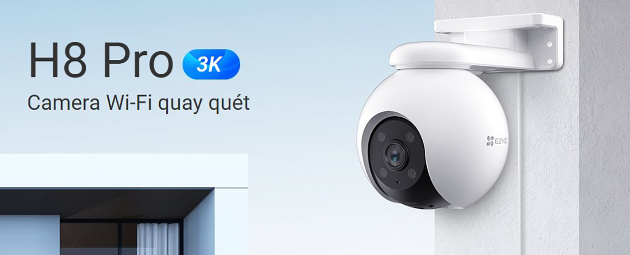 Camera IP Wifi Ngoài Trời EZVIZ H8 3K 5MP, Quan sát 360 Độ, Đàm Thoại 2 Chiều - Hàng Chính Hãng