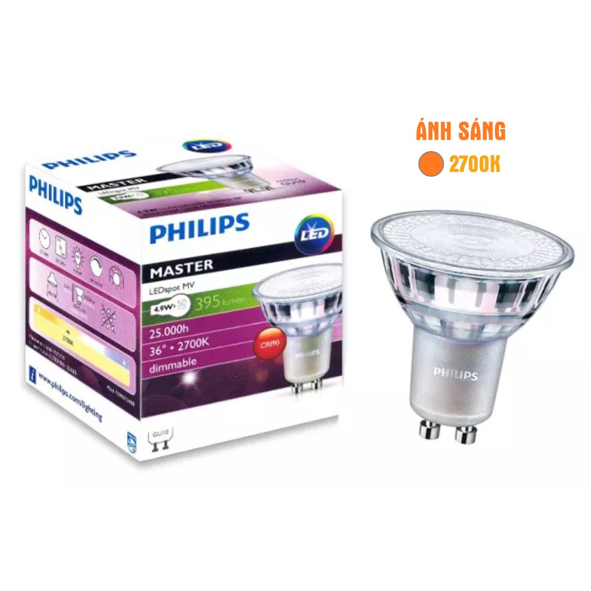 Bộ đèn Spotlight Master LED 4.9W PHILIPS - Thay thế hoàn hảo cho đèn Halogen truyền thống