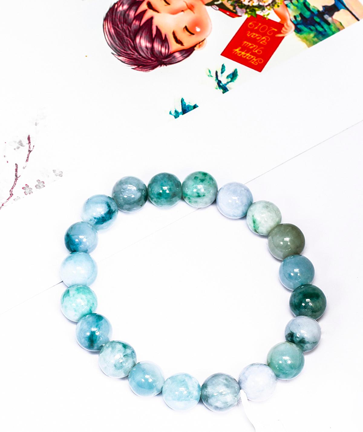 Vòng tay đá cẩm thạch phì thúy size hạt 10mm mệnh hỏa, mộc - Ngọc Quý Gemstones