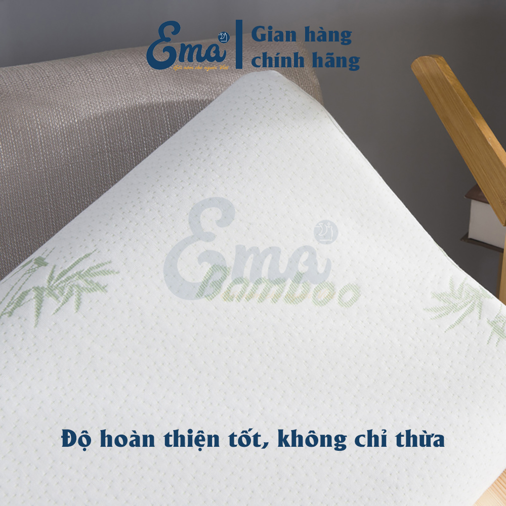 Gối ngủ cao su non vỏ sợi tre kháng khuẩn EMA - Phong cách Nhật Bản - Chống đau mỏi cổ vai gáy, ngủ ngáy