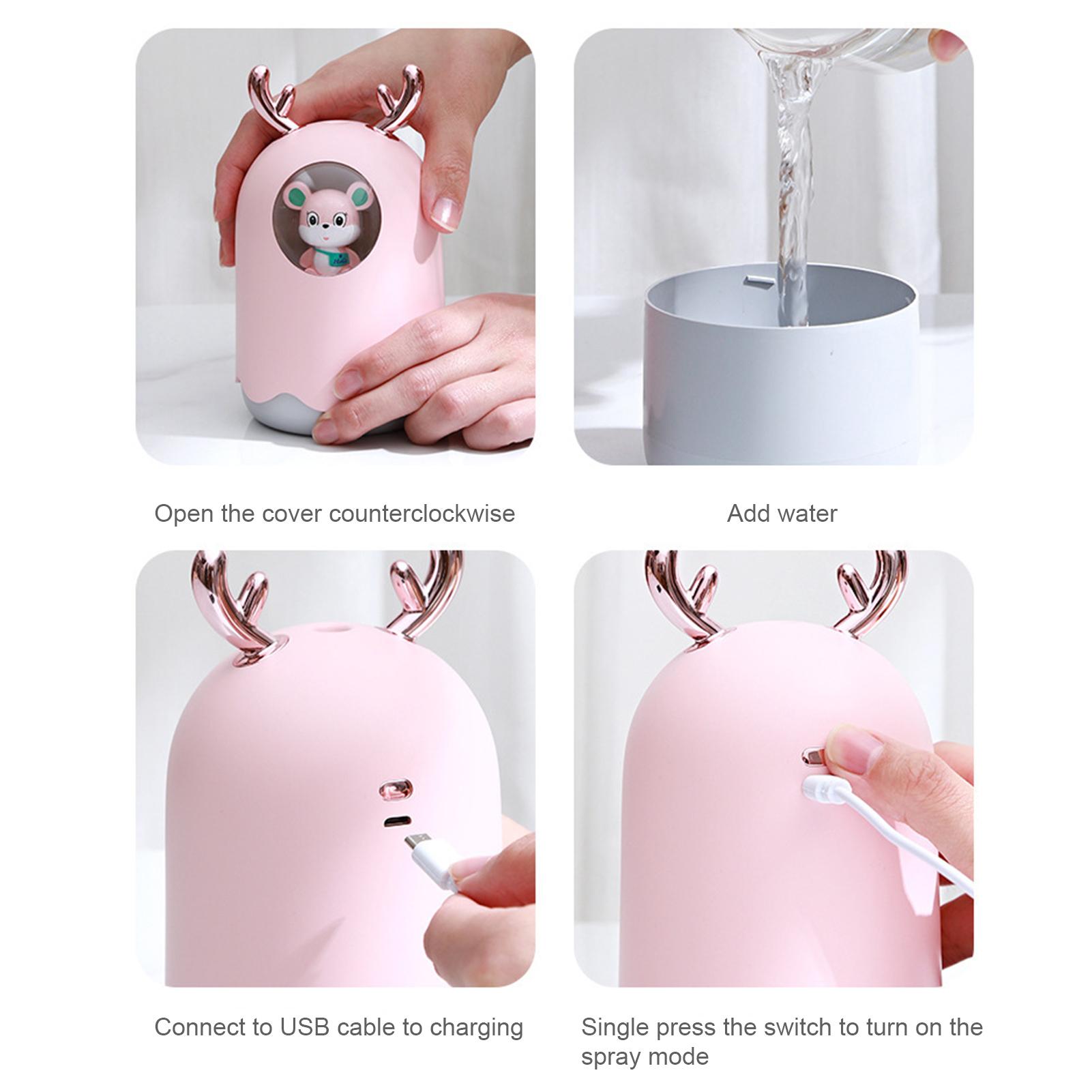 Máy tạo độ ẩm phun sương 300mL có đèn ngủ với ánh sáng đầy màu sắc