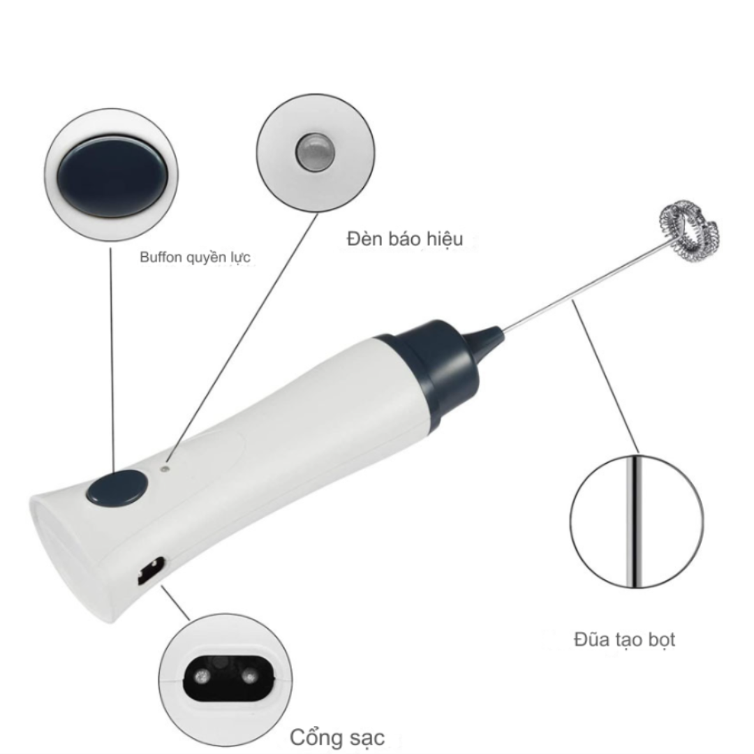Máy Tạo Bọt Cafe Đánh Foam Trứng Cầm Tay Sạc Điện Alizz Al-13831