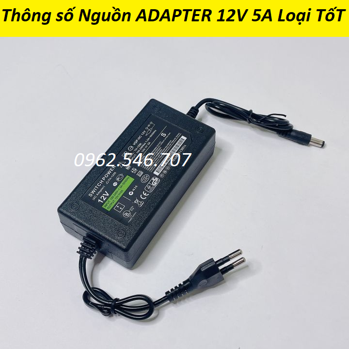 Nguồn Adapter 12V 5A Jack DC 5.5x2.5mm hàng chất lượng tốt