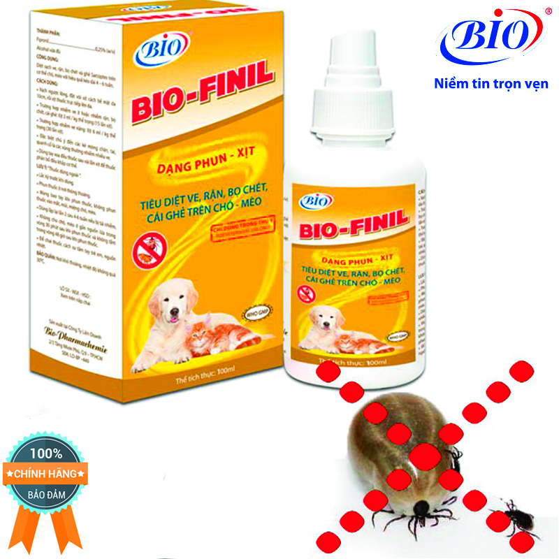 Thuốc xịt BIO-FINIL tiêu diệt ve, bọ chét, rận, ghẻ trên da chó mèo siêu hiệu quả-79203