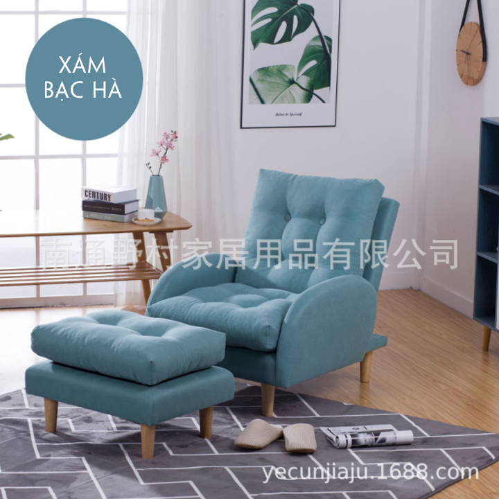 Ghế sofa lưng cao kèm đôn hiện đại , Sofa thư giãn phòng khách, phòng ngủ , phòng chờ, Bộ ghế Sofa decor cao cấp