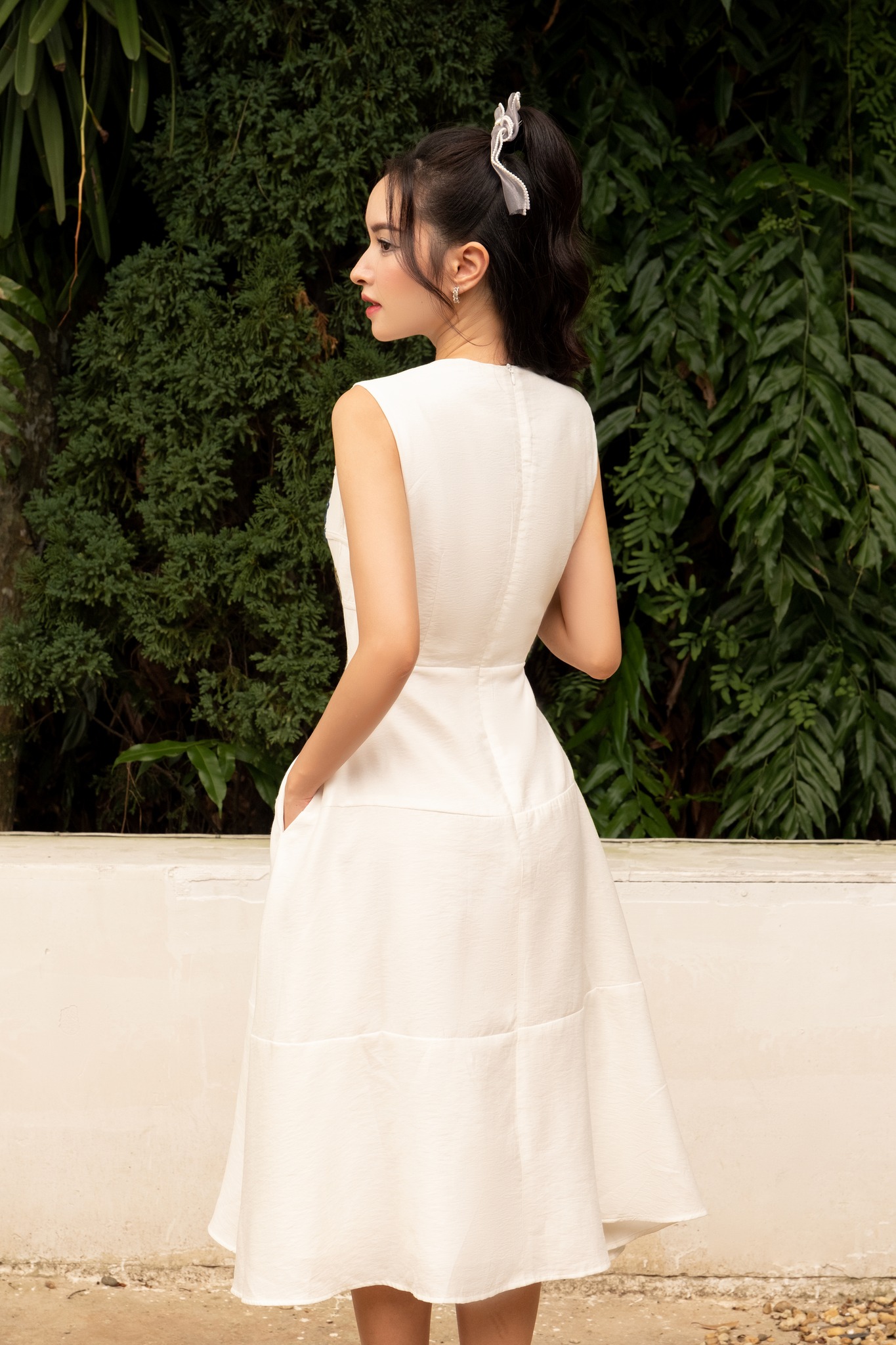 OLV - Đầm Striped White Dress