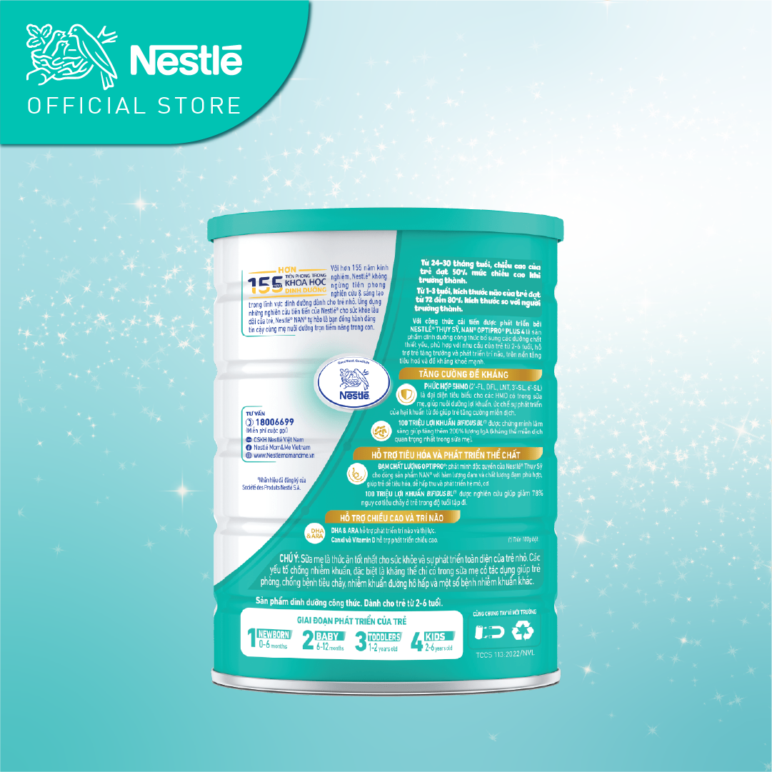 Sữa bột Nestlé NAN OPTIPRO PLUS 4 1500g/lon với 5HMO Giúp tiêu hóa tốt + Tăng cường đề kháng - Tặng Cân điện tử