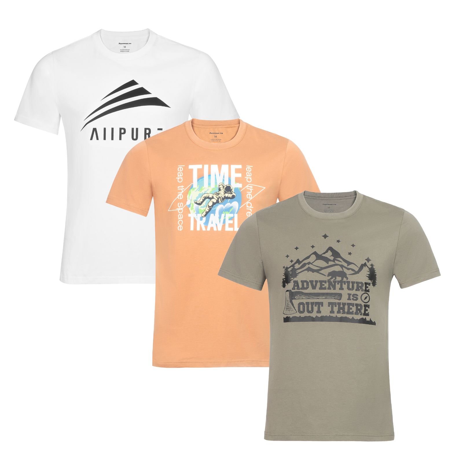 [Mega sale 11-11] Combo 3 Áo Nam Cổ Tròn ALLPUR - Thun Cotton - In Lụa Trực Tiếp - Phong Cách Thể Thao