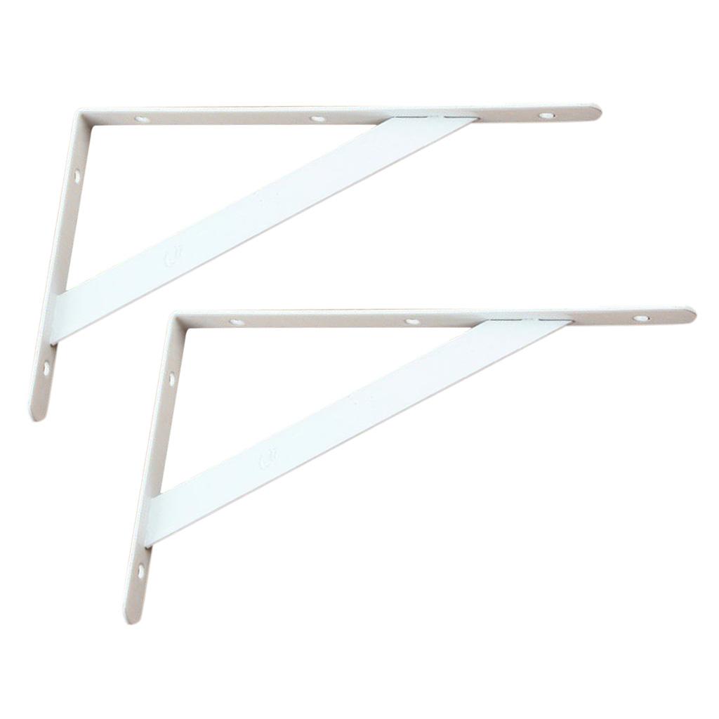 2x2 Pieces Metal L Shaped Wall Shelf Bracket Rack Support 300x190x2mm White