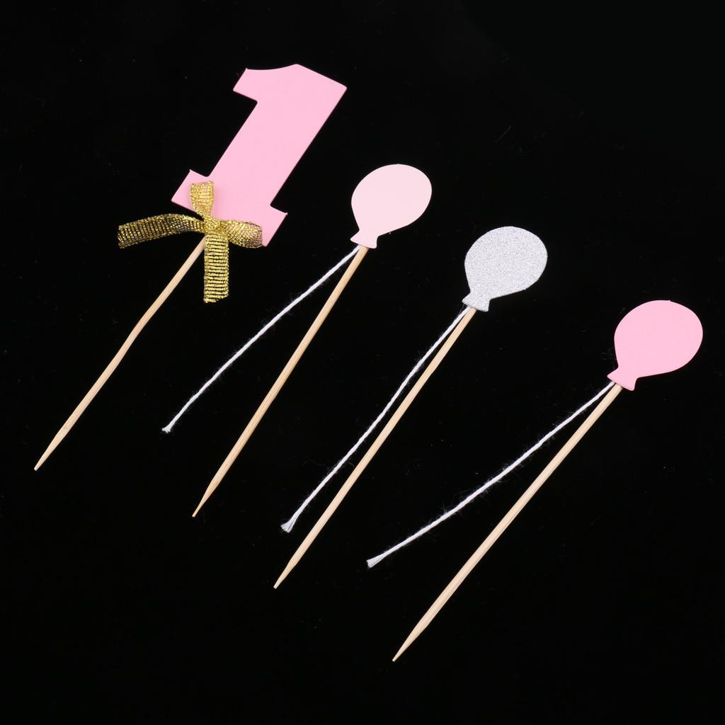 8pcs Set 1st Balloon Cupcake Picks Birthday Party Baby Shower Decor