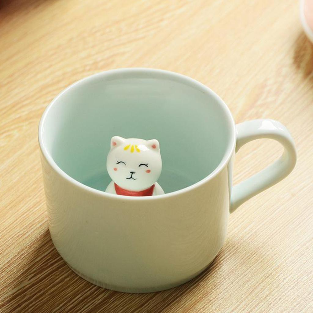3 Pcs Coffee Mug Cartoon Ceramic Hand Painted Milk Tea Cup Gifts for Kid