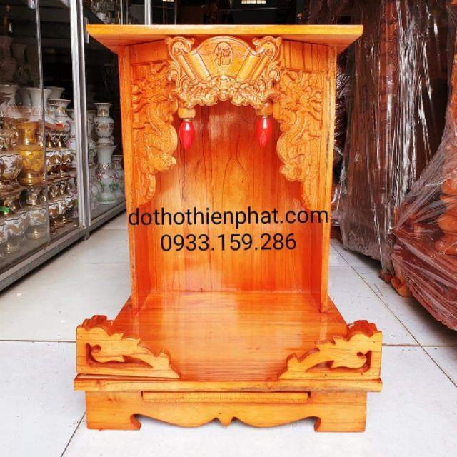 Bàn thờ thần tài ông địa gỗ xoan ngang 35 cm đỏ