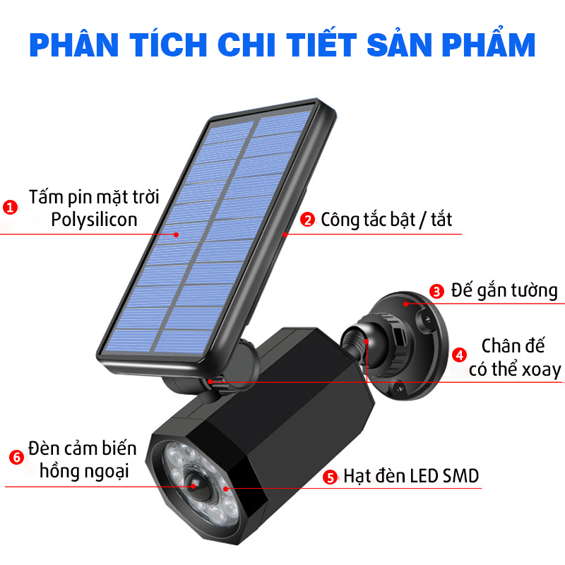 Đèn năng lượng mặt trời - Đèn Tường Giả Camera hình ống, Tiện lợi - K1529