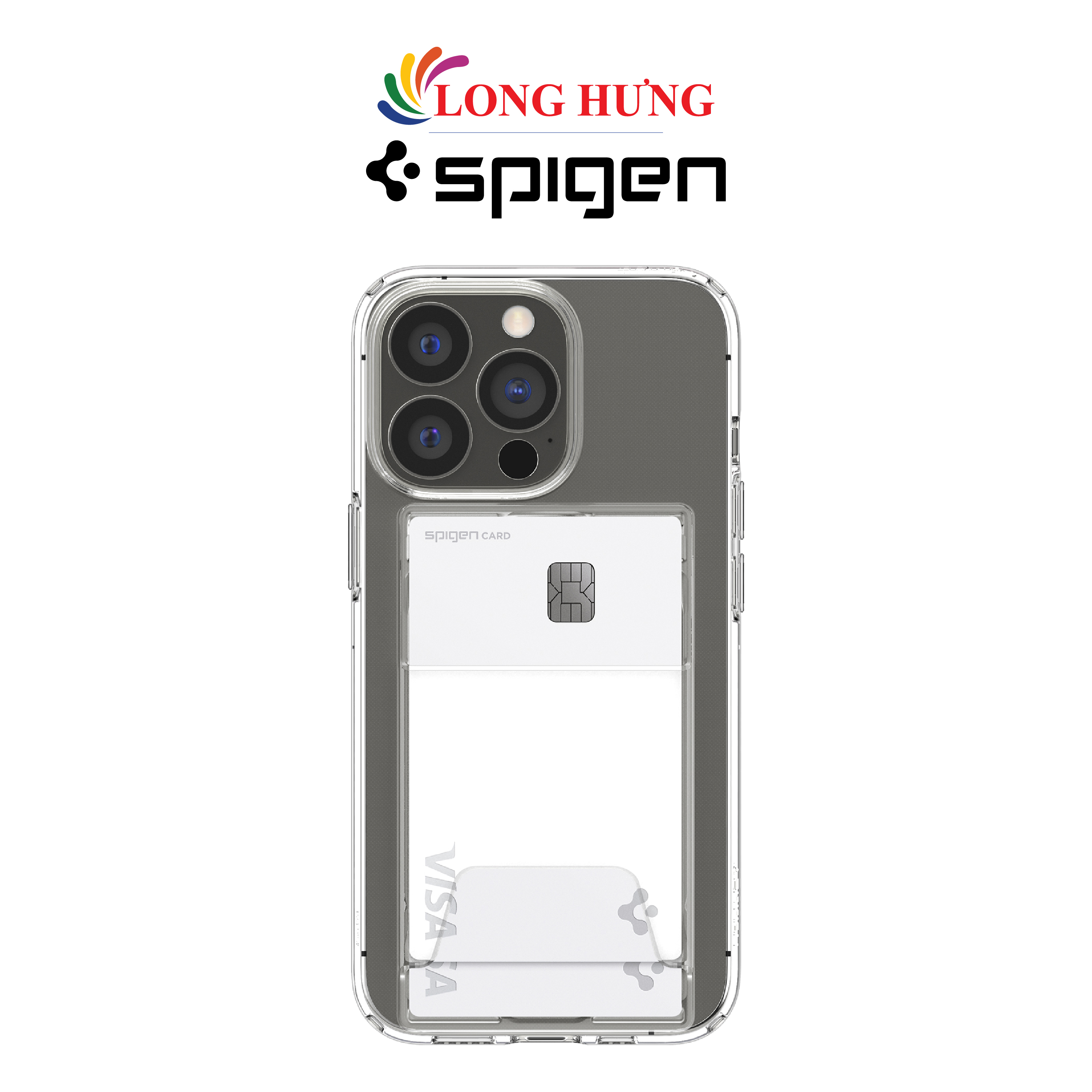 Ốp lưng chống sốc tích hợp khe đựng thẻ Spigen Crystal Slot Dual dành cho iPhone 15 Pro Max/15 Plus/14 Series - Hàng chính hãng