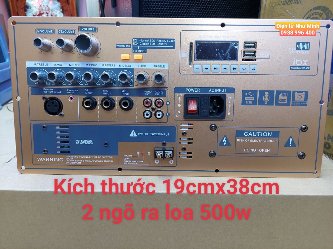 Mạch Loa Kéo Thế Hệ Mới 2022 -300w DSP-REVERB Kích thước mạch 19x38cm