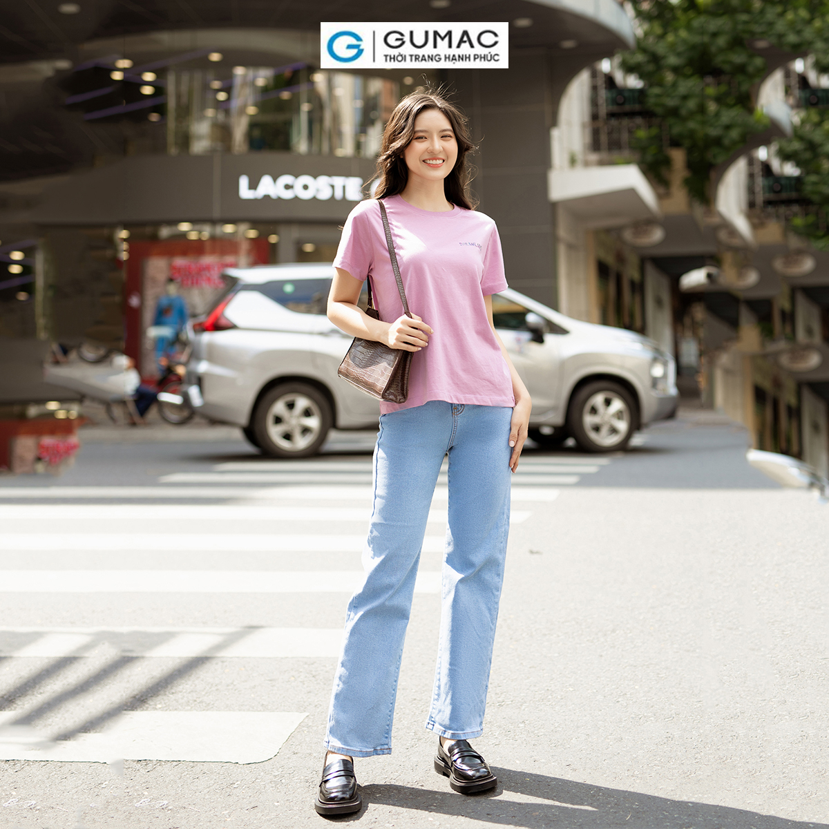 Áo thun nữ cổ tròn nhiều màu in chữ trẻ trung năng động thời trang GUMAC ATD06081