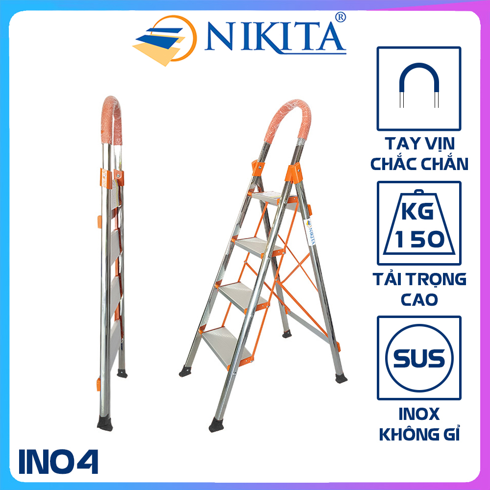 Thang nhôm tay vịn khung INOX Nikita NKT-IN04