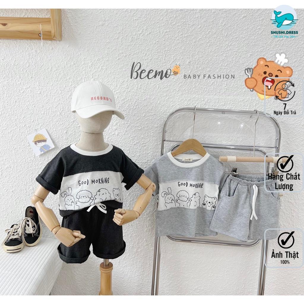 Bộ Cotton Phối Thân In Gấu Beemo Mềm Đẹp Unisex Bé Trai Bé Gái
