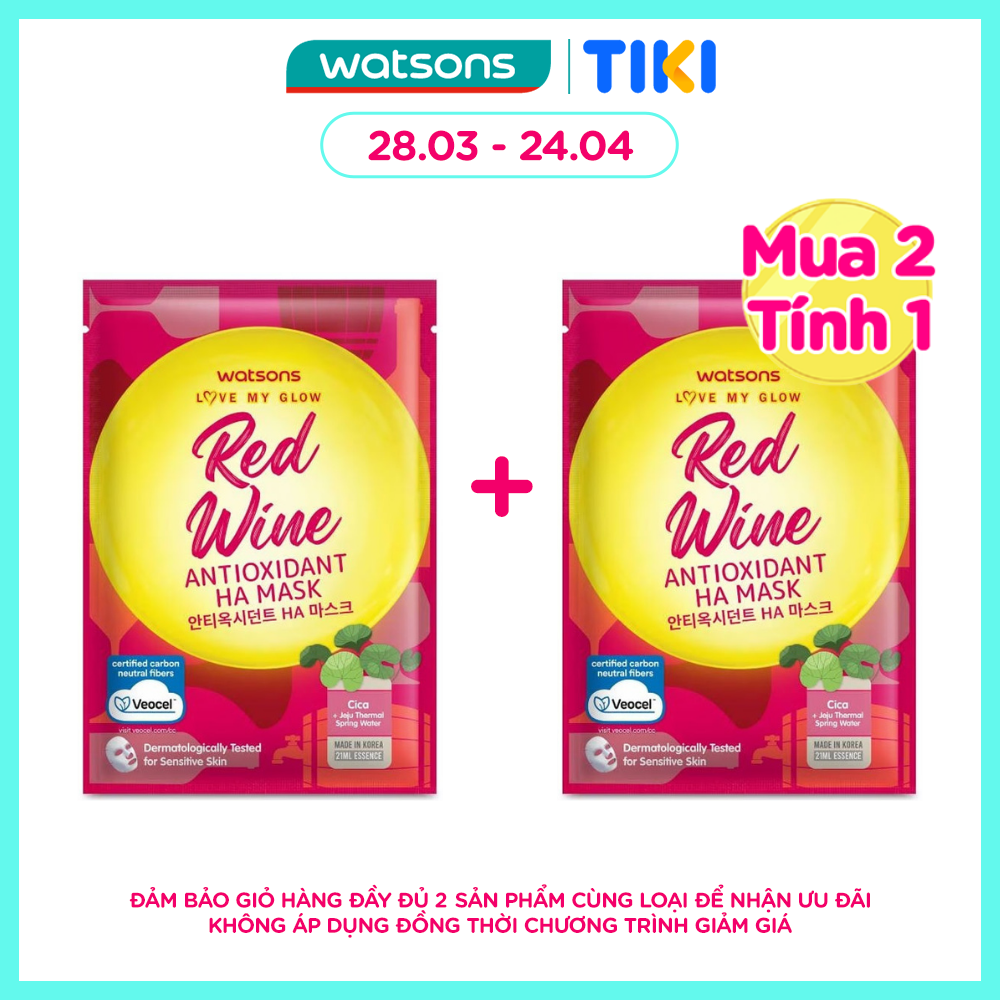 Mặt Nạ Watsons Love My Glow Red Wine Antioxidant Ha Mask 21ml