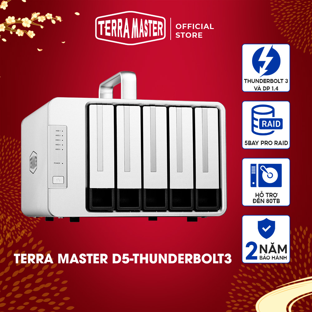 Thiết bị lưu trữ DAS TerraMaster D5 Thunderbolt 3 5-bay Hàng chính hãng