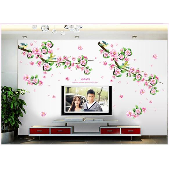 Decal trang trí Hoa Đào hồng xinh đẹp