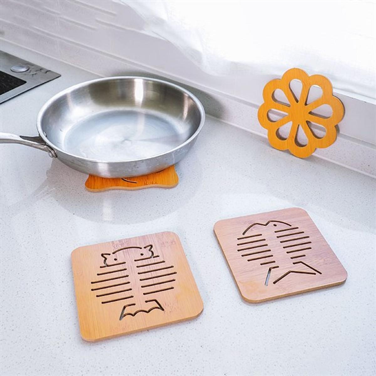 Combo 6 đế lót nồi bằng gỗ chịu nhiệt hình thú - Hàng Chất Lượng