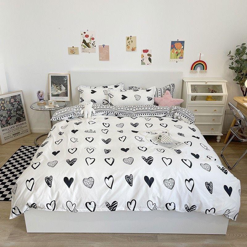 Bộ chăn ga gối tim Cotton Poly cao cấp LEEBedding, chăn ga Hàn Quốc, miễn phí bo chun drap ga giường theo yêu cầu