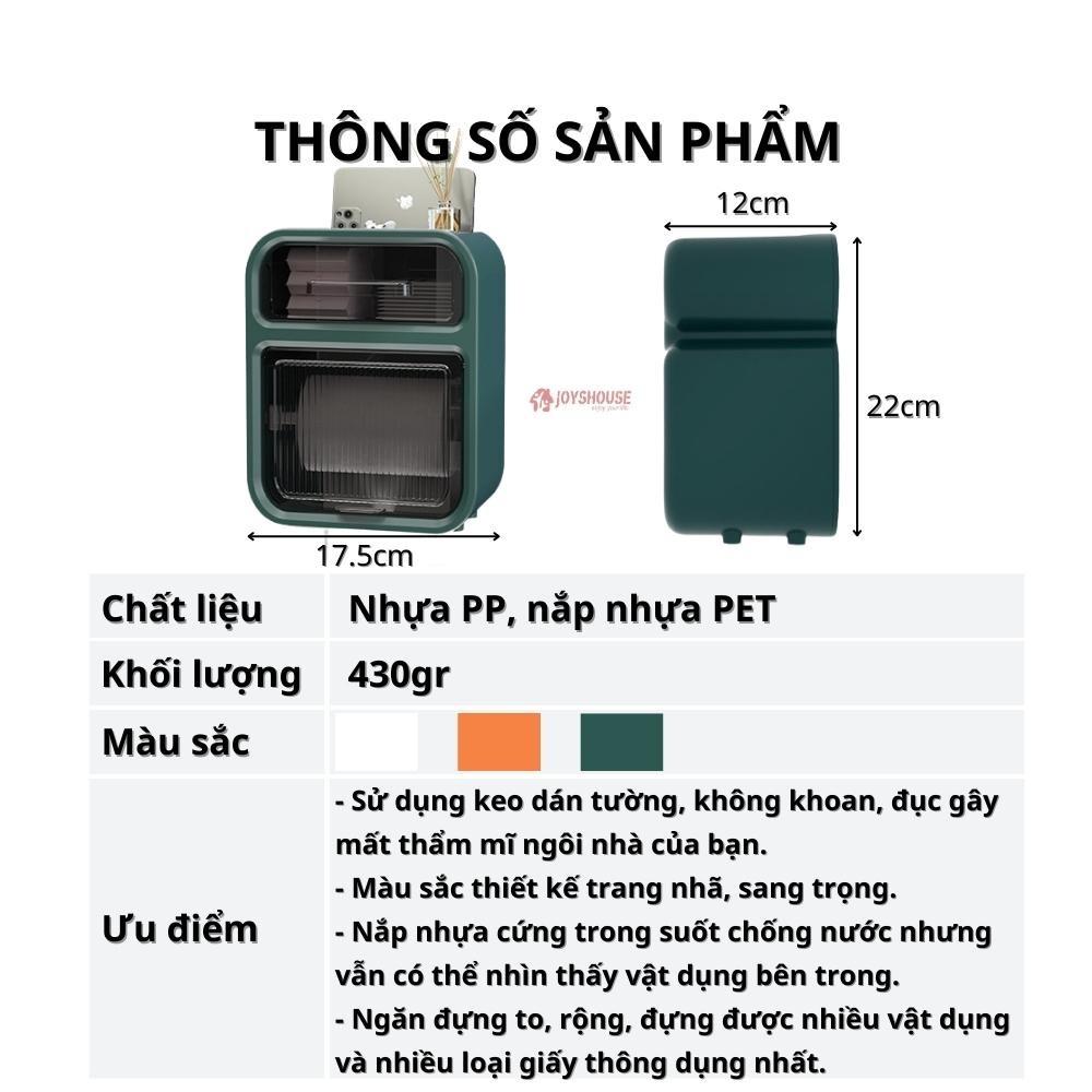 Hộp giấy vệ sinh Hộp đựng giấy vệ sinh dán tường trong nhà tắm có nắp che chống nước và hai ngăn đa năng để được tất cả