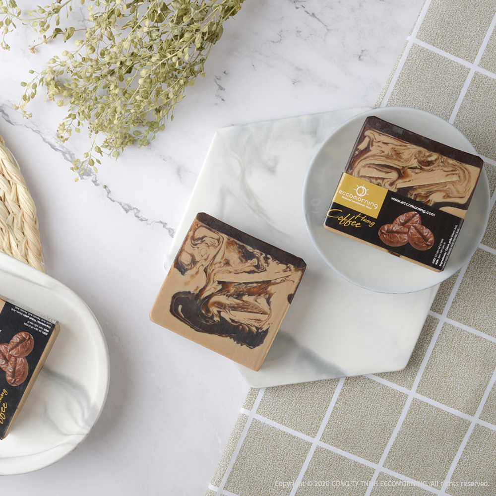 Xà Bông Thiên Nhiên Handmade eccomorning Hình Vuông Hương Cà Phê - Coffee Soap