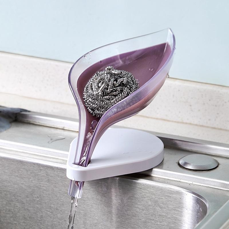 Creative Non Perforated Leaf Drain Rack Soap Box Toilet Suction Cup PlasticBathroom Kitchen Towel Storage Box