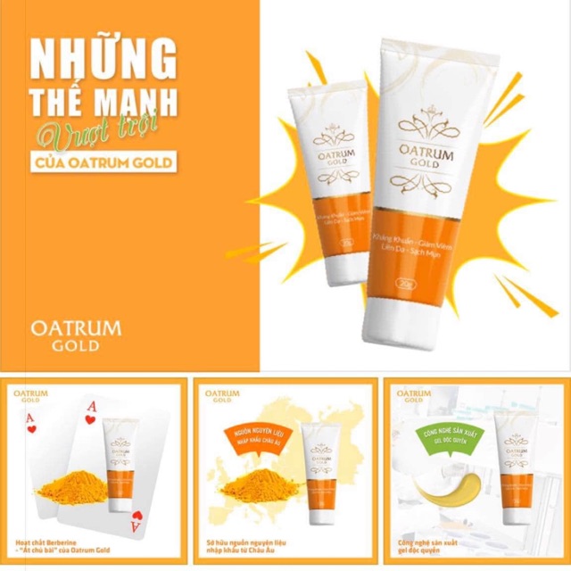 Oatrum Gold - Kháng Khuẩn, Giảm Viêm, Liền Da, Sạch Mụn, Giảm Mụn Viêm, Mụn Sưng Đỏ, Dịu Nhẹ Da, Sạch Da -Sản phẩm Nhân Hưng