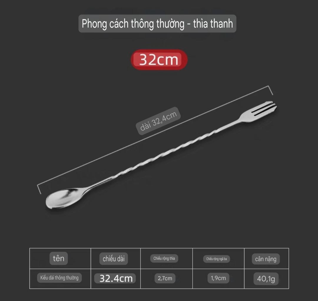 Bộ 2 thìa khuấy 2 đầu inox cao cấp