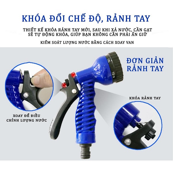 Đầu Vòi Xịt Rửa Xe Tưới Cây Tăng Áp Lực Nước Đa Năng 7 Chế Độ