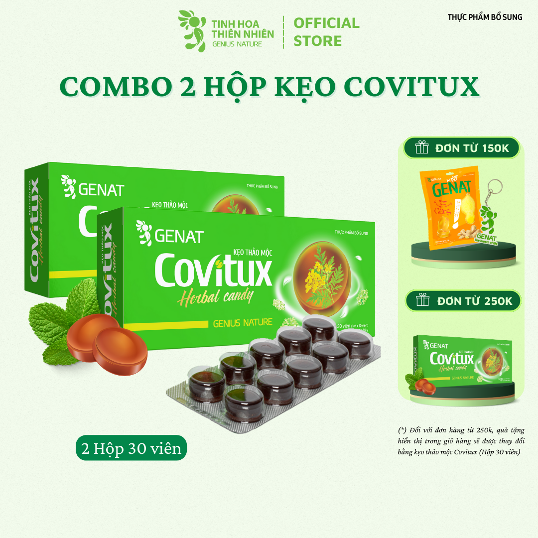 Combo 2 hộp kẹo thảo mộc Covitux ( hộp 30 viên) - Genat