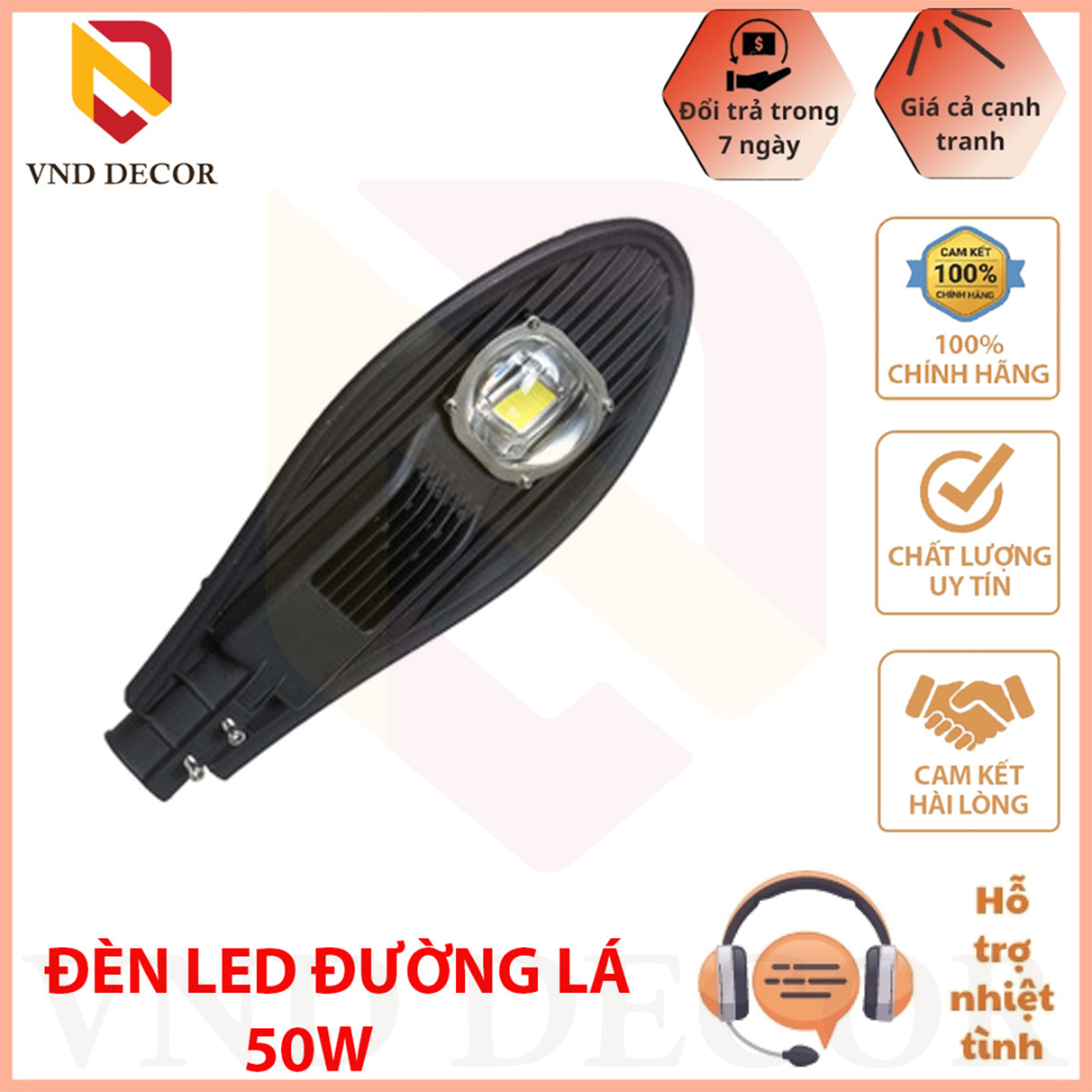 Đèn Led Đường Phố Chiếc Lá Chip COB Công Suất 50W-100W-150W-200W Ánh sáng Trắng