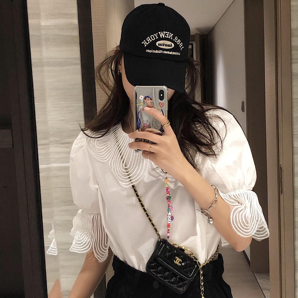 Áo sơ mi trắng đắp cổ ren và tay cách điệu, Áo sơ mi công sở