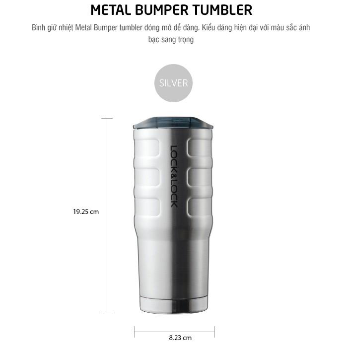 Ly giữ nhiệt Lock&amp;Lock 550ml Bumper Tumbler LHC4139SLV - Hàng chính hãng, thép không gỉ, miệng ly rộng - Hapos