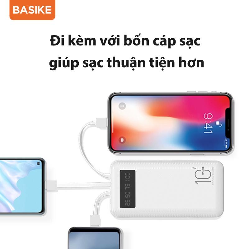 Sạc dự phòng 10000mAh BASIKE nhỏ gọn đầu ra sạc nhanh có thể mang đi máy bay cho iPhone iOS Android-Hàng chính hãng