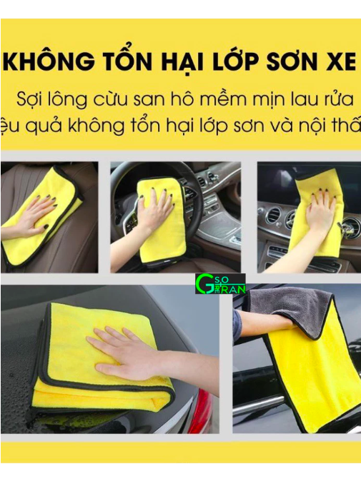 Khăn lau xe MICROFIBER mềm mịn siêu thấm hút chuyên lau ô tô, xe máy, spa