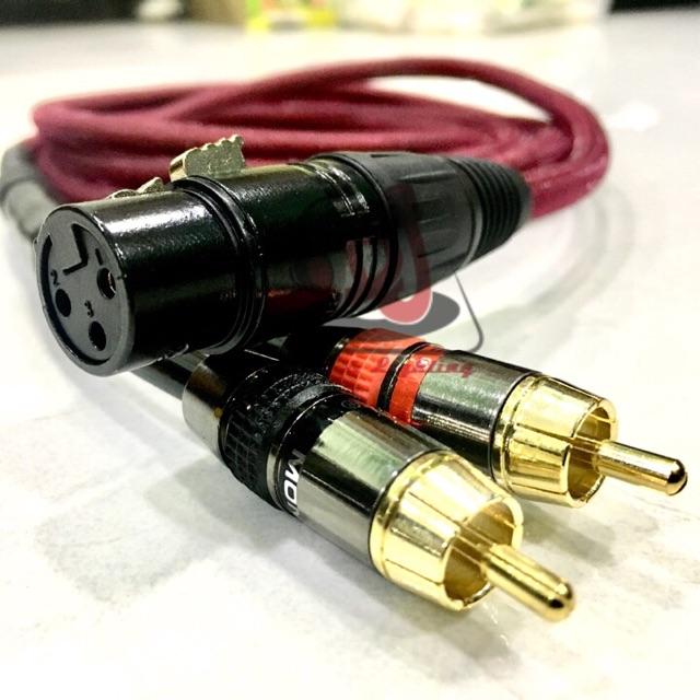 Dây Jack XLR ra 2 đầu jack RCA dây dài 1m dây tín hiệu vang số ra loa subwoofer